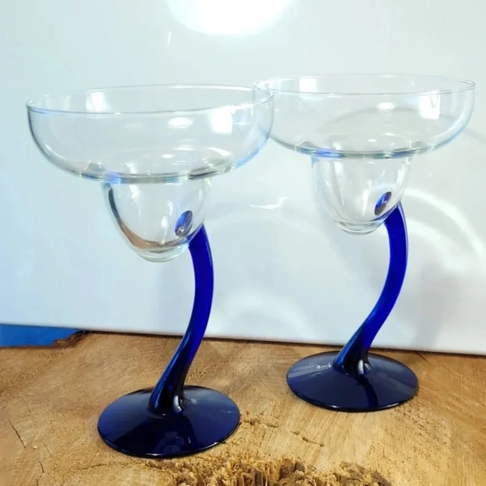 Libbey Bravura Cobalt SWERVE Margarita Glasses